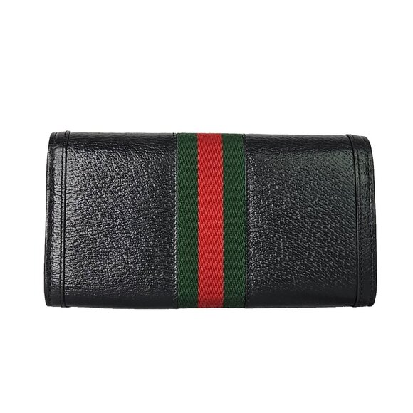 GUCCI Calfskin Web Ophidia Continental Wallet Black Striped Flap Leather GG Bag - Picture 5 of 16